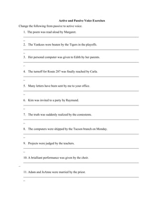 passive voice worksheet pdf