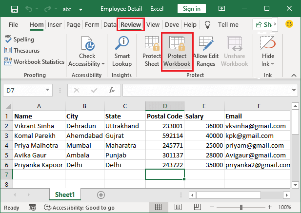 How to password protect an Excel sheet - javatpoint