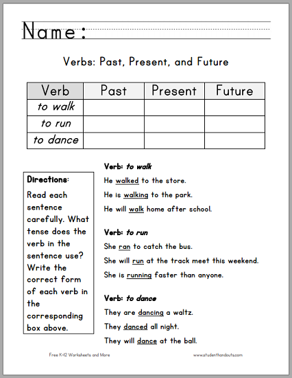 past and present tense worksheet