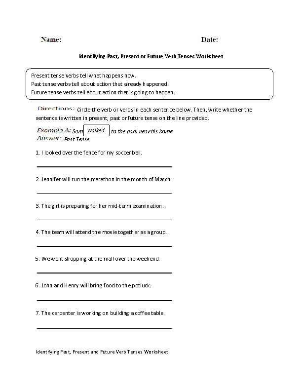 past and present tense worksheet