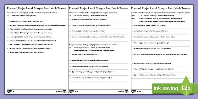 past perfect tense worksheet
