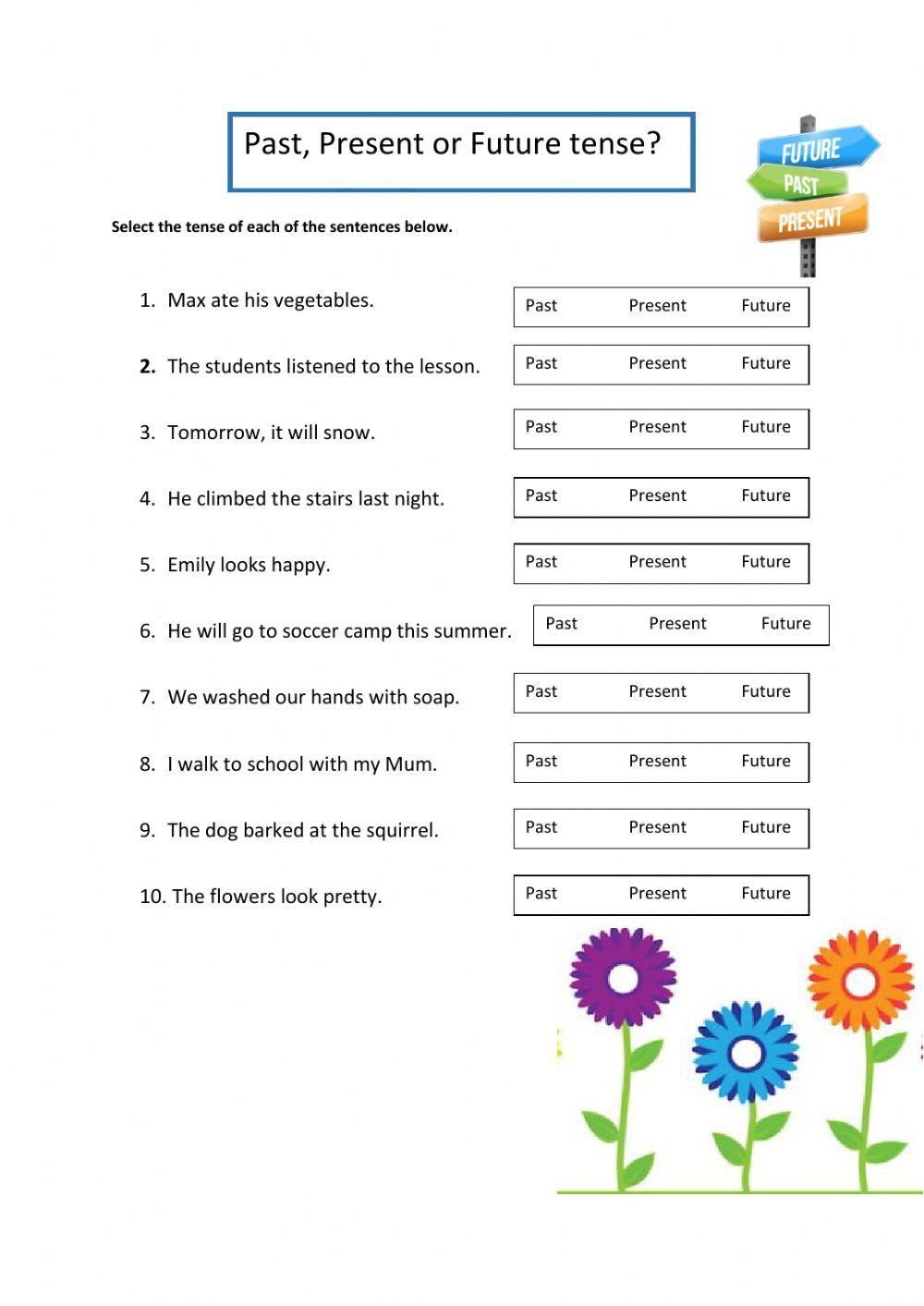 past present future tenses worksheet