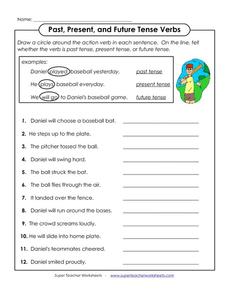 Past, Present, and Future Tense Verbs Worksheet for 1st - 2nd ...