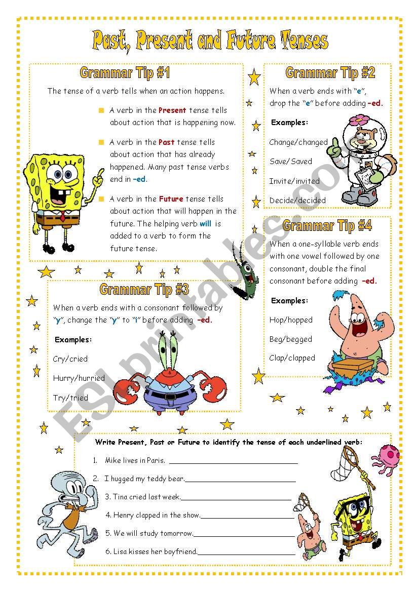 Past, Present and Future Tenses - ESL worksheet by VaneV