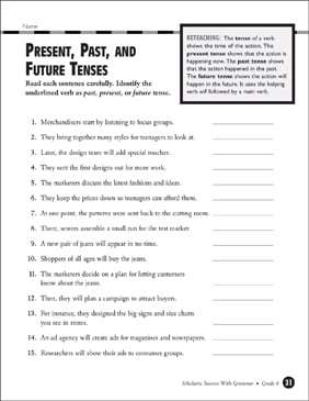 Present, Past, and Future Tenses | Printable Test Prep and Tests ...