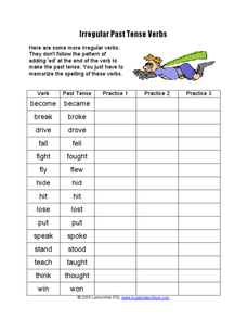 past tense verbs worksheet