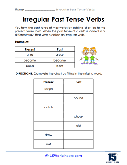 past tense worksheet for grade 1