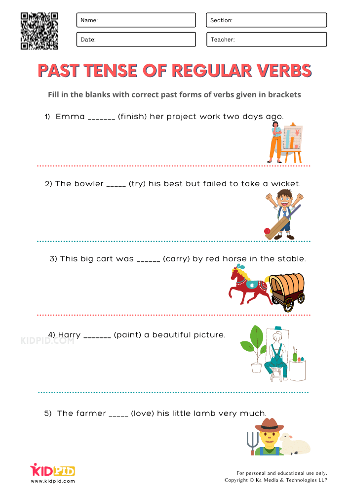 Past Tense of Regular Verbs Printable Worksheets for Grade 2 - Kidpid