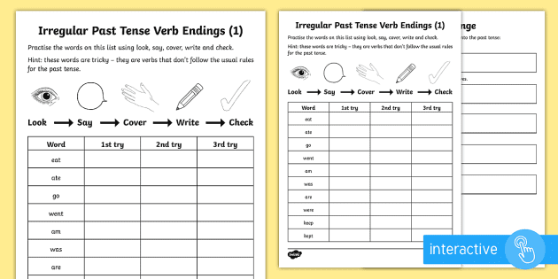 Year 2 Spelling Practice Irregular Past Tenses (1) Homework ...
