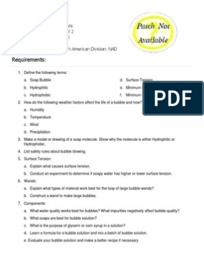 Bubbles Pathfinder Honor PDF Worksheets Library