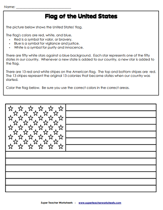 American Patriotic Symbols - Worksheets