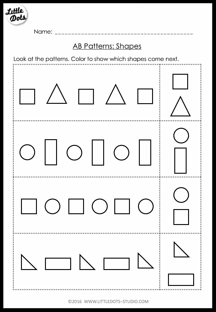 Pre-K Math AB Patterns Worksheets and Activities | Ab pattern ...
