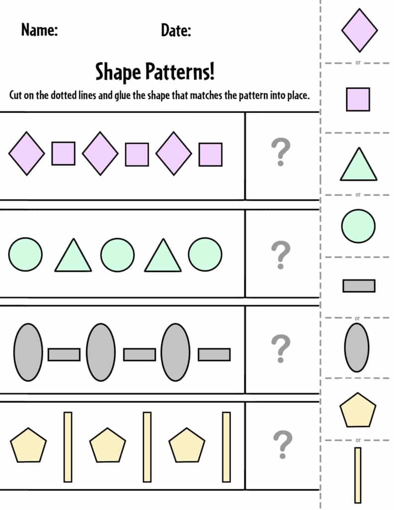 Free Printable Pattern Worksheets for Preschool ⋆ The Hollydog Blog