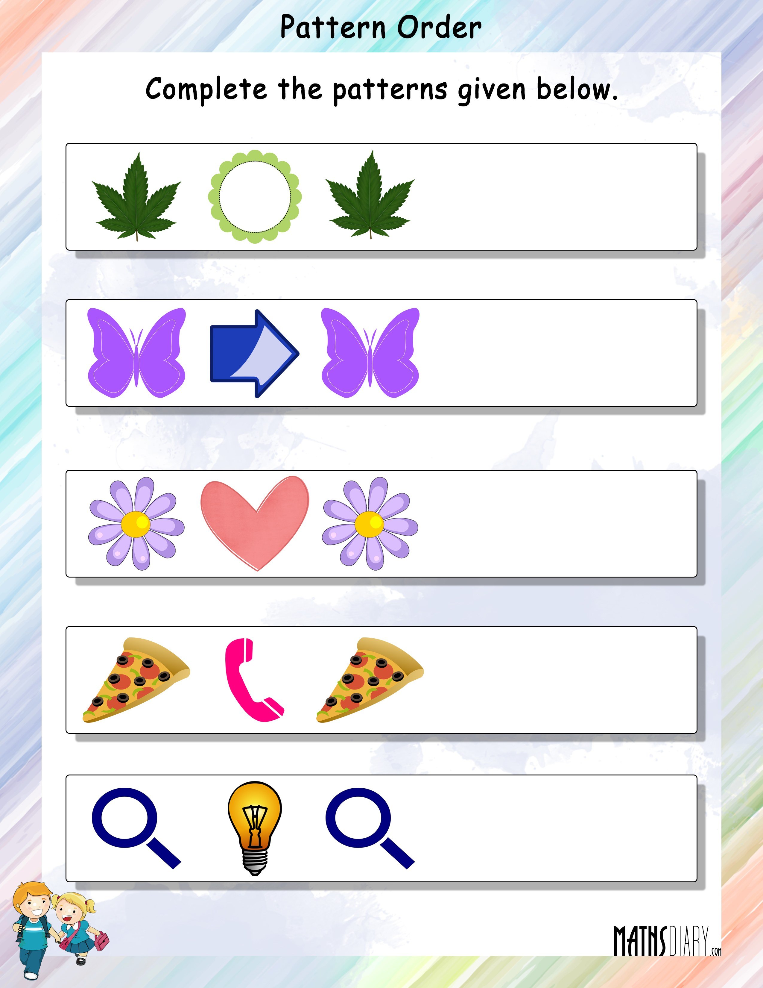 Pattern Order - Math Worksheets - MathsDiary.com - Worksheets Library