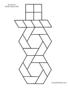 Snowman Pattern Block Mat Worksheet for Pre-K - 1st Grade | Lesson ...