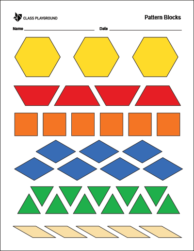 pattern block worksheet 1st grade