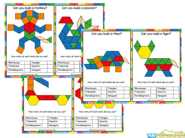 pattern block worksheet for 3rd