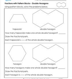 Fractions with Pattern Blocks - Third Grade Fractions Worksheets