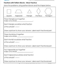 Fractions with Pattern Blocks - Third Grade Fractions Worksheets