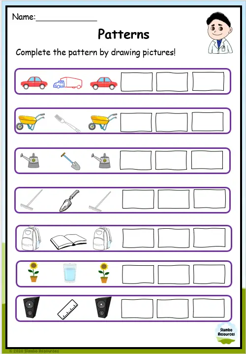 Grade 1 Pattern Worksheets | Free Printables | Math Worksheets ...
