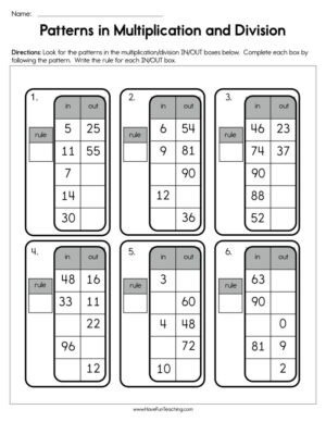 Fourth Grade Patterns Worksheets  