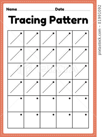 Tracing pattern right slanting lines worksheet... - Stock ...
