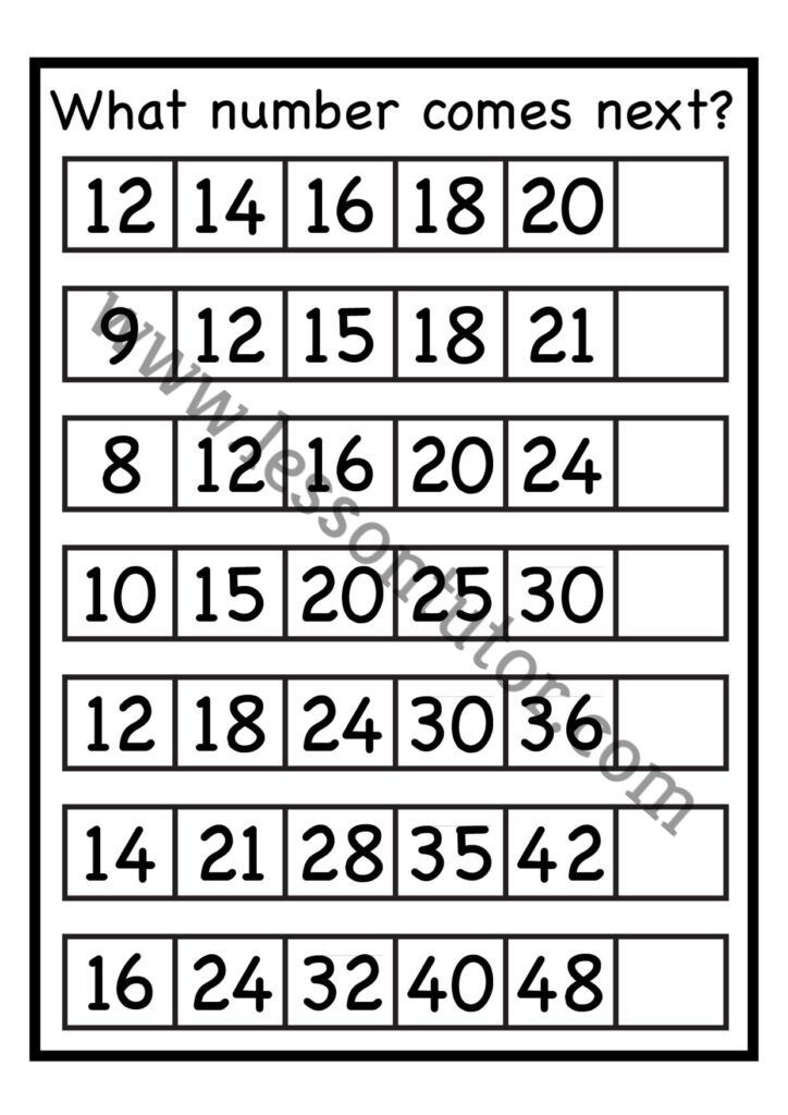 Number Patterns Worksheet 1st Grade - 2 - Lesson Tutor