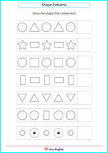 Grade 1 shape Sequences &  Patterns math school worksheets for ...