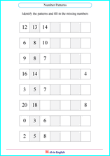 Grade 1 number patterns math school worksheets for primary and ...