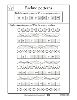pattern math worksheet 1st