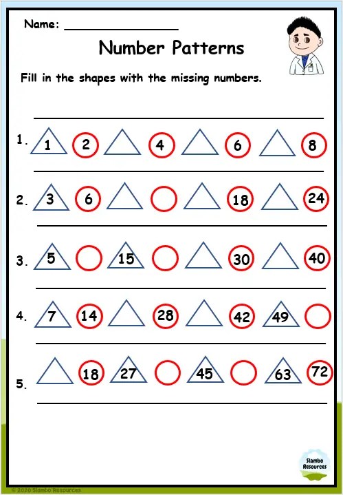 Grade 2 Pattern Worksheets | Free Printables | Math Worksheets ...