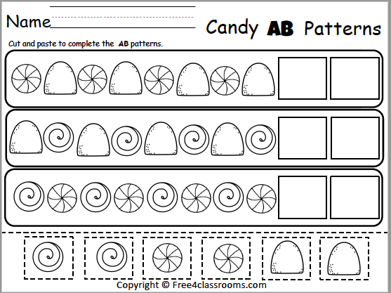 Free Candy AB Patterns Math Worksheet - Free Worksheets ...