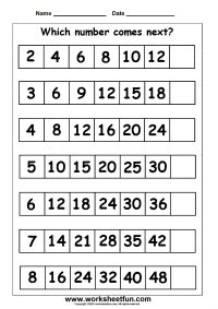 pattern of numbers on worksheet