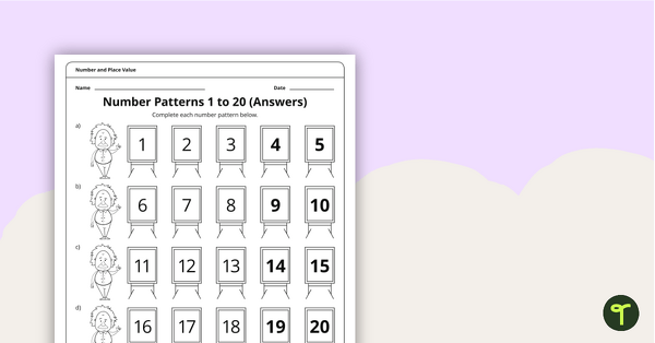 pattern of numbers on worksheet