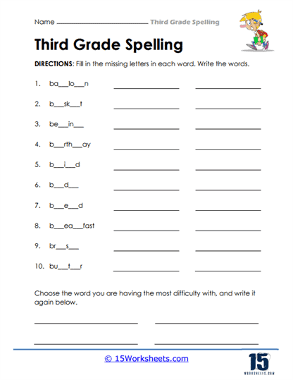 3rd Grade Spelling Words Worksheets - 15 Worksheets Library