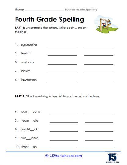 4th Grade Spelling Words Worksheets - 15 Worksheets Library