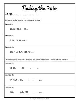 4th Grade Patterns Worksheets: Finding the Rule for Numerical ...