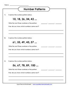 Number Patterns Worksheet for 3rd - 5th Grade | Lesson Planet