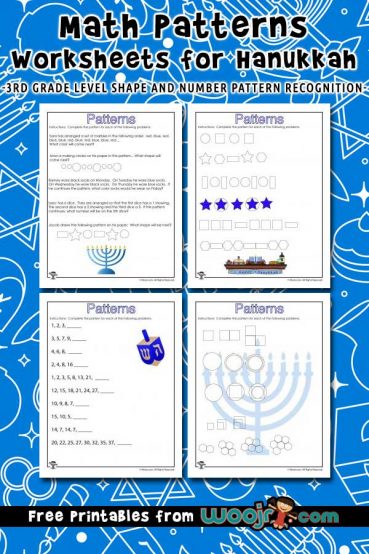 3rd Grade Math Patterns Worksheets for Hanukkah | Woo! Jr. Kids ...