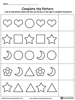 Kindergarten Patterns Printable Worksheets | MyTeachingStation.com