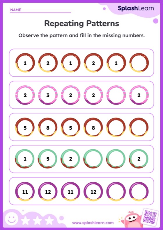 Find the Missing Numbers in the Repeating Pattern — Printable Math ...