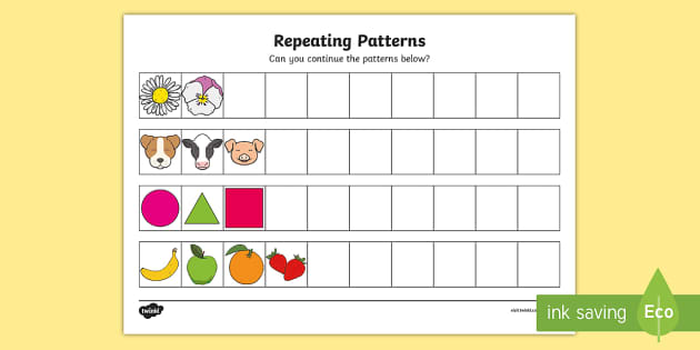 Repeating Patterns Worksheet / Worksheet (teacher made)