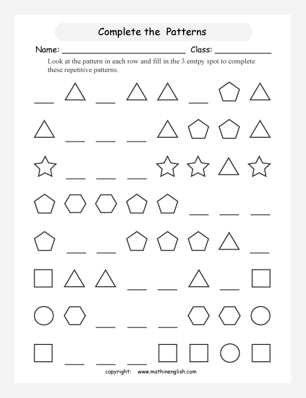 pattern sequence worksheet