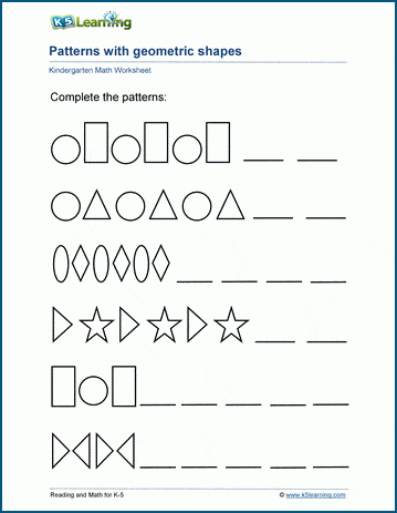 Patterns of Shapes Worksheets | Worsheets library