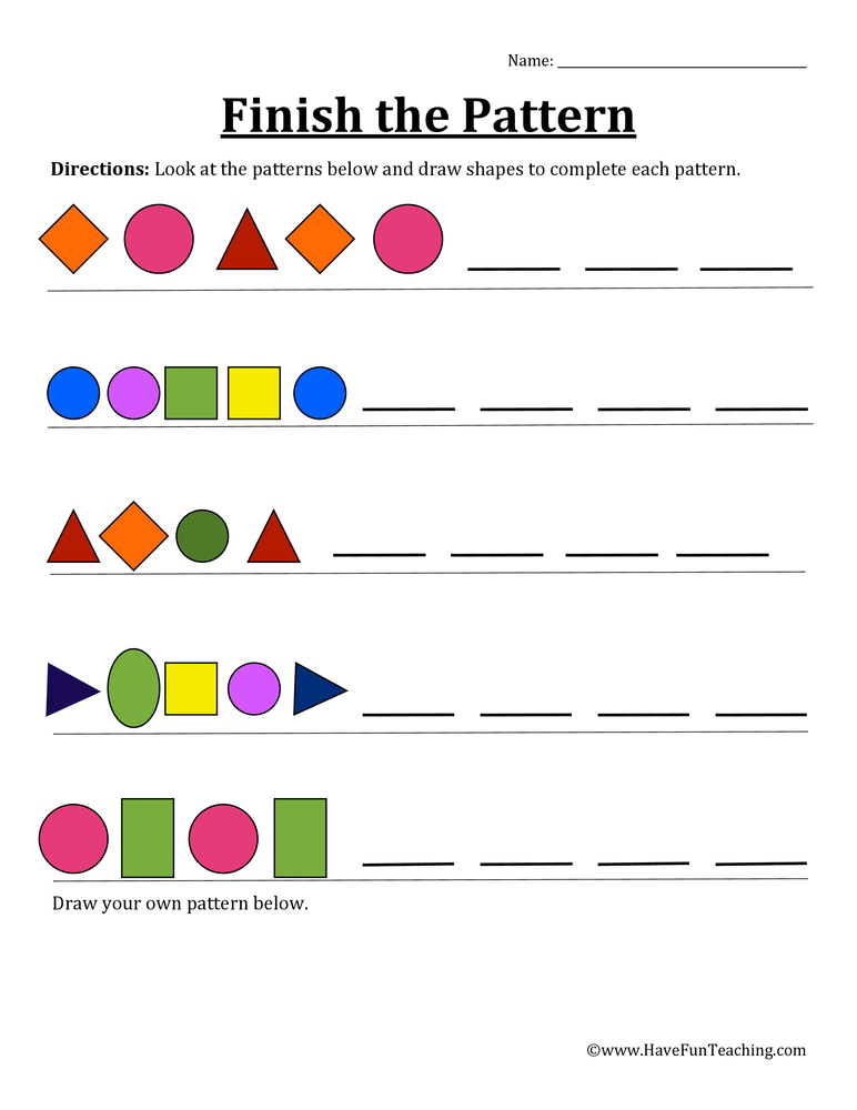 Finish the Shapes Pattern Worksheet