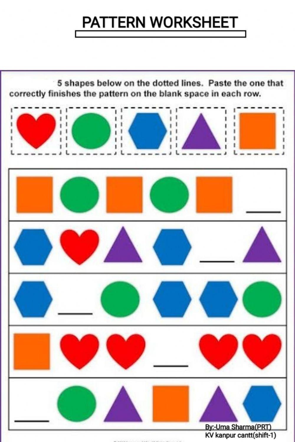 Pattern worksheet for Grade 4  
