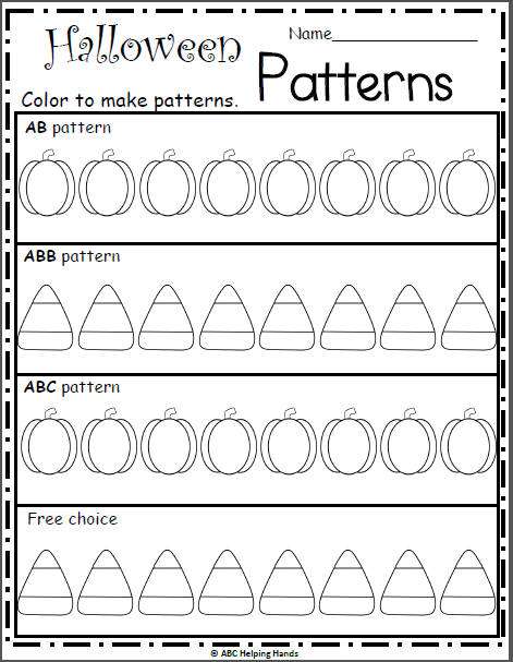 Free Kindergarten Halloween Patterns Worksheet | Made By Teachers