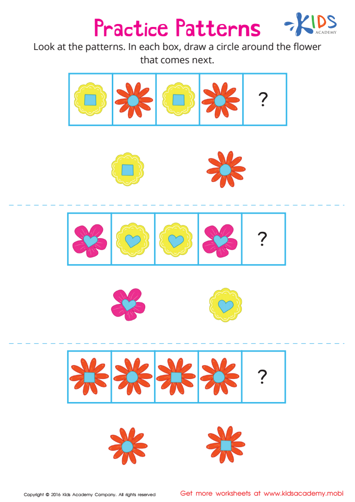 Practice Patterns Worksheet: Free Printable PDF for Children