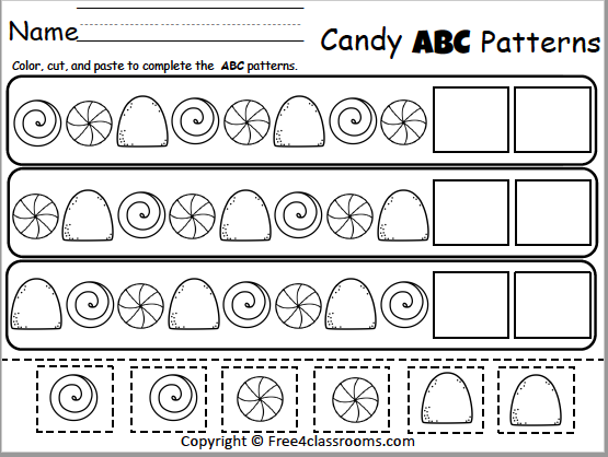 Free Christmas Candy Patterns Worksheet - Cut and Paste - Free ...