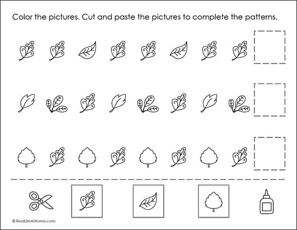 pattern worksheet cut and